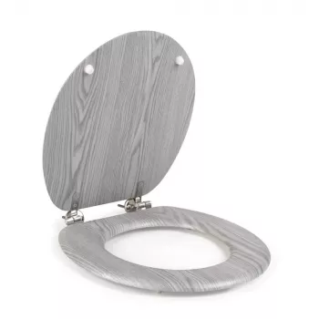 Beldray LA00000074GRYPEU7 sedile WC in legno - chiusura soft-close, grigio, ovale