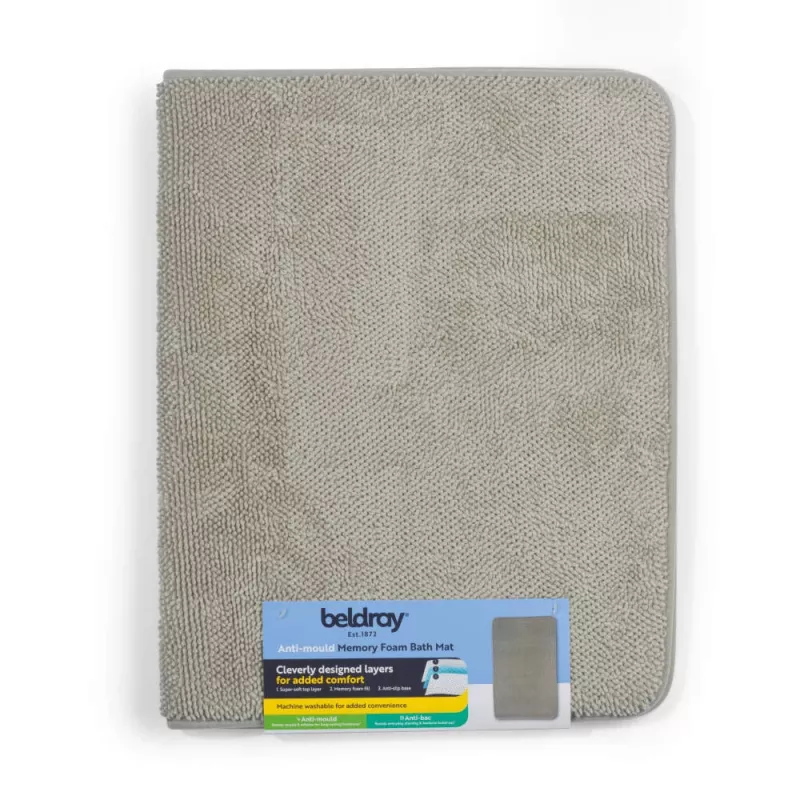Beldray LA00000099NEU7 Tappetino bagno in memory foam antimuffa 50 x 80 cm, grigio