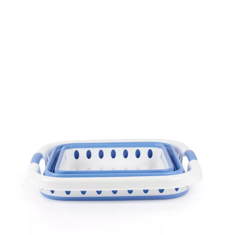 Beldray LA00000152EU7 Cesto portabiancheria pieghevole 40L, bianco/blu