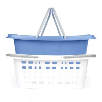 Set di due cesti portabiancheria Beldray LA030450CRNFPEU7, bianco/blu