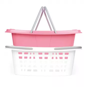 Set di due cesti portabiancheria Beldray LA030450PNKFPEU7, bianco/rosa
