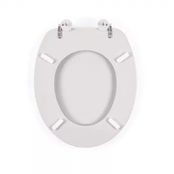 Beldray LA032355PGRY sedile WC in legno, bianco - chiusura soft-close a D con cerniere a sgancio rapido