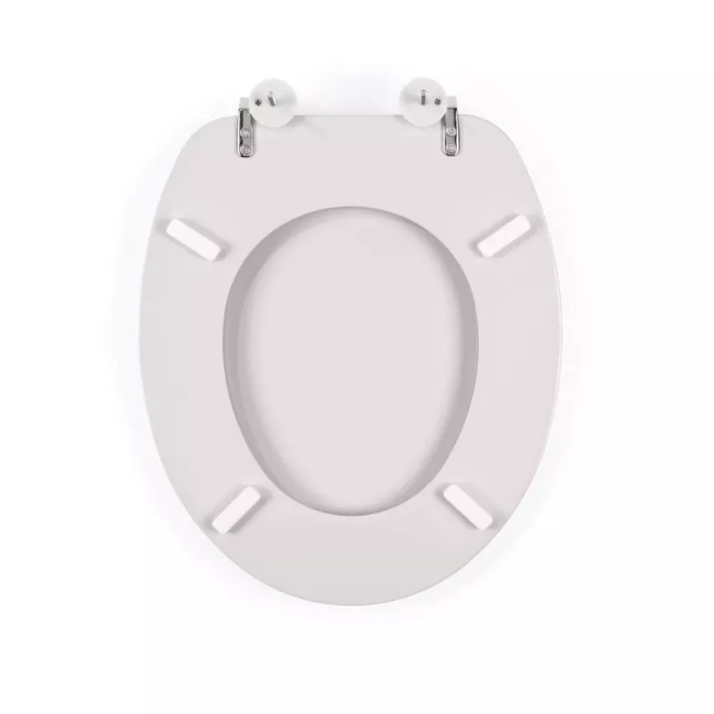 Beldray LA032355PGRY sedile WC in legno, bianco - chiusura soft-close a D con cerniere a sgancio rapido