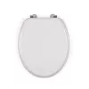 Beldray LA032355PGRY sedile WC in legno, bianco - chiusura soft-close a D con cerniere a sgancio rapido