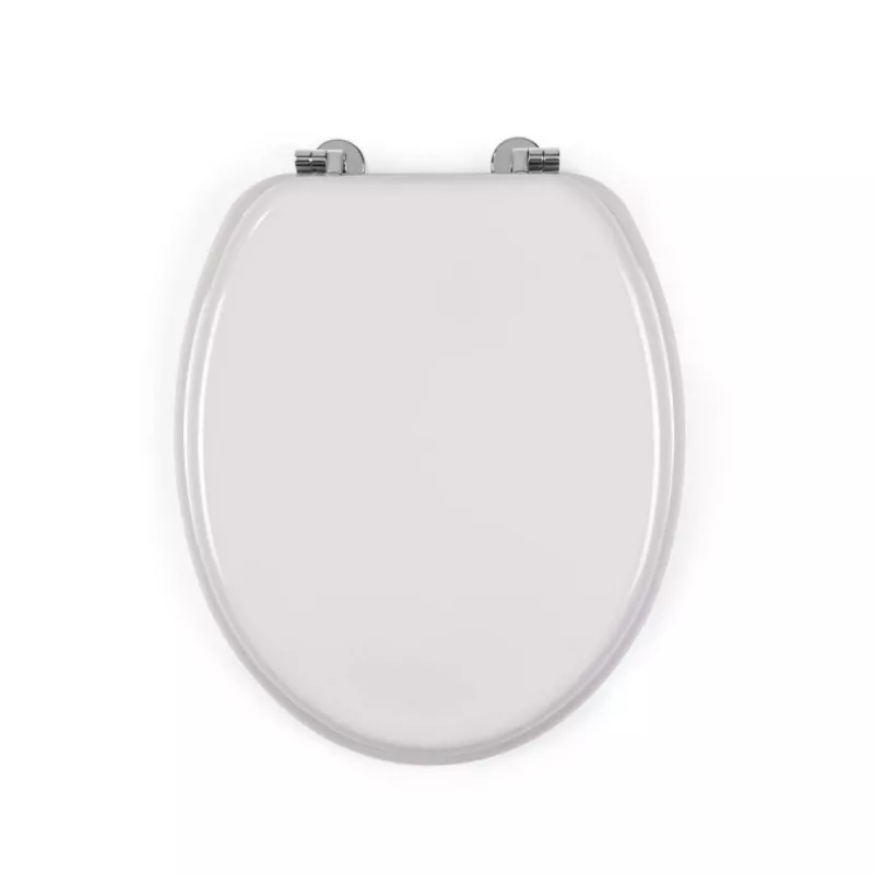 Beldray LA032355PGRY sedile WC in legno, bianco - chiusura soft-close a D con cerniere a sgancio rapido