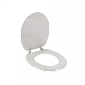 Beldray LA032355PGRY sedile WC in legno, bianco - chiusura soft-close a D con cerniere a sgancio rapido