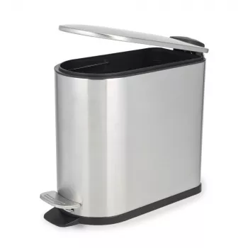 Beldray LA036683SSPEU7 pattumiera a pedale slimline a forma di D 5 litri, argento