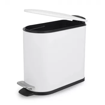 Pattumiera a pedale a forma di D slim 5 litri Beldray LA036690WHTPEU7, bianca