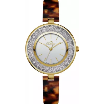 BELLEVUE D72 Orologio da donna al quarzo analogico 33mm quadrante argento cinturino in pelle nero