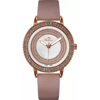 BELLEVUE Donna B45 35mm Orologio al quarzo analogico cassa in acciaio inox quadrante argentato cinturino in pelle nera