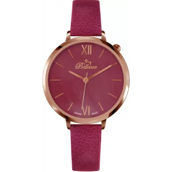 BELLEVUE Donna B50 35mm Orologio al quarzo analogico quadrante argento cinturino in pelle nero