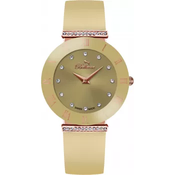 BELLEVUE Donna E105 Orologio al quarzo analogico 33mm acciaio inox quadrante bianco pelle nera