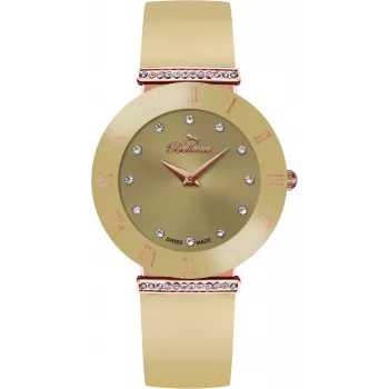 BELLEVUE Woman E106 orologio analogico al quarzo 26mm cassa in acciaio inox quadrante bianco cinturino in pelle nero