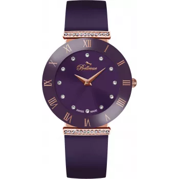 BELLEVUE Donna E114 26mm orologio analogico al quarzo quadrante argento cinturino in pelle nero