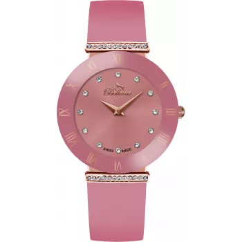 BELLEVUE orologio donna E116 quarzo analogico 26 mm quadrante argento pelle nera