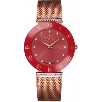 BELLEVUE orologio da donna F117 33mm al quarzo analogico quadrante argento cinturino in pelle nero