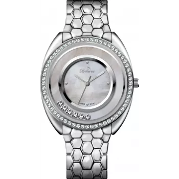 BELLEVUE Woman F51 orologio analogico al quarzo 33mm quadrante argento cinturino in pelle nero
