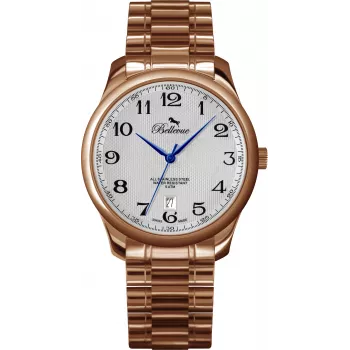 BELLEVUE Woman F6 Orologio al quarzo analogico 30mm Quadrante argentato Cinturino in pelle nera