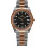 BELLEVUE orologio da donna H19 38mm al quarzo analogico quadrante argento cinturino in pelle nero