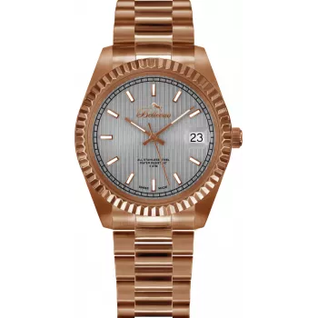 BELLEVUE Woman H28 30mm orologio analogico al quarzo quadrante argento cinturino in pelle nero