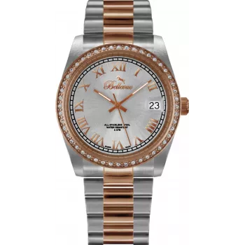 BELLEVUE Woman I21 36mm Orologio analogico al quarzo quadrante argento cinturino in pelle nero