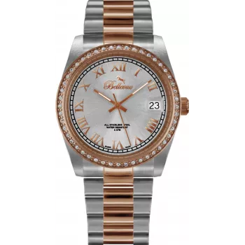 BELLEVUE Woman I22 orologio al quarzo svizzero 27 mm quadrante bianco cinturino in pelle nero