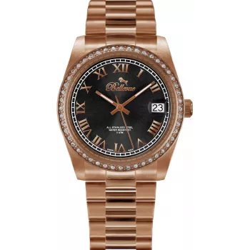 BELLEVUE Woman I25 35mm orologio analogico al quarzo cassa in acciaio inossidabile quadrante argento cinturino in pelle nero