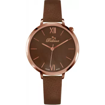 BELLEVUE Orologio donna B51 al quarzo 35mm cassa in acciaio inox quadrante argento cinturino in pelle nero