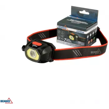 BEMKO C49-LTC02 lampada frontale LED ricaricabile multifunzione, 200lm, 6500K, 1200mAh, IP44