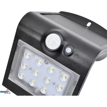 BEMKO TRINGO faretto LED solare 1,5W 220lm 4000K IP65 nero con sensore PIR C83-SOT-001BL-PIR