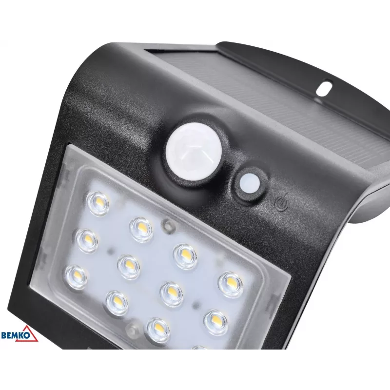 BEMKO TRINGO faretto LED solare 1,5W 220lm 4000K IP65 nero con sensore PIR C83-SOT-001BL-PIR