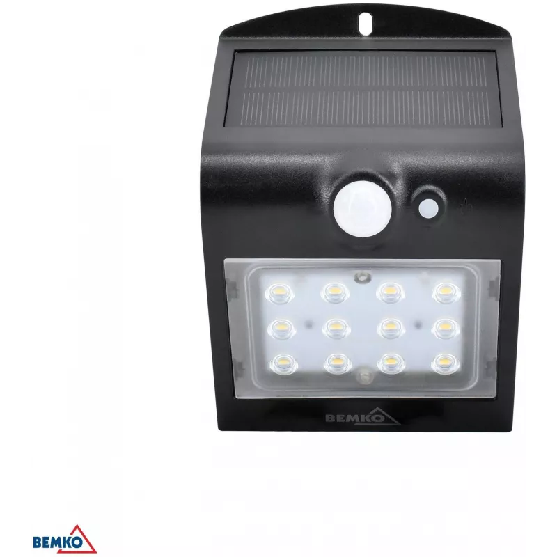 BEMKO TRINGO faretto LED solare 1,5W 220lm 4000K IP65 nero con sensore PIR C83-SOT-001BL-PIR