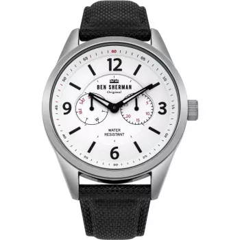 BEN SHERMAN Orologio uomo al quarzo analogico WB069WB 45 mm quadrante nero cinturino in pelle nera