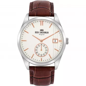 BEN SHERMAN Orologio uomo WB039T 43mm cinturino in pelle marrone quadrante nero