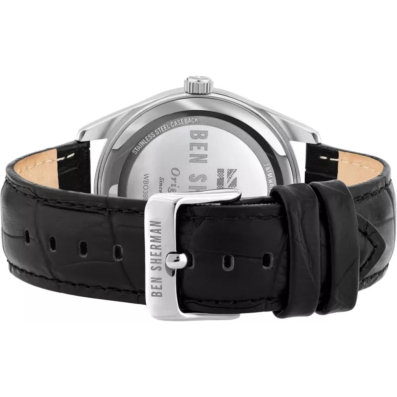 Orologio da uomo Ben Sherman WB039BB analogico al quarzo 43 mm quadrante nero cinturino in pelle nero