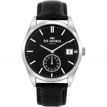Orologio da uomo Ben Sherman WB039BB analogico al quarzo 43 mm quadrante nero cinturino in pelle nero