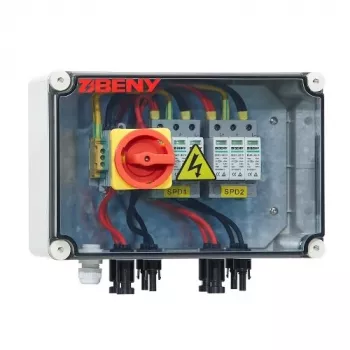 BENY Pannello con sezionatore DC fotovoltaico, ingresso 2 stringhe a uscita 2 stringhe, custodia esterna IP65