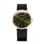 Bering Orologio uomo Classic al quarzo 36mm acciaio inox oro rosa quadrante blu cinturino milanese mesh 13436-469