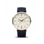 Bering Orologio da uomo Classic al quarzo 40 mm quadrante blu oro rosa acciaio inox mesh 14240-864B