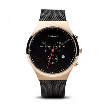 Bering Orologio da uomo Classic al quarzo 40mm Acciaio inossidabile quadrante nero bracciale Mesh 14740-166