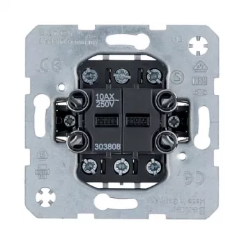 Berker 303808 Modulo doppio interruttore a bilanciere, deviato/commutatore, 2x 1 via, 10 A, 250 V, da incasso, senza alogeni