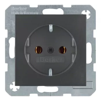 Berker 41431606 presa SCHUKO alluminio – 16A 250V IP44 da incasso con coperchio a ribalta