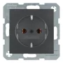 Berker 41431606 presa SCHUKO alluminio – 16A 250V IP44 da incasso con coperchio a ribalta