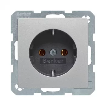 Berker 47436084 presa SCHUKO (tipo F) Q.1/Q.3 Aluminium Velvet 16A