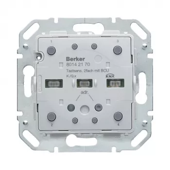 Modulo sensore touch KNX Berker 80142170 a 2 canali con accoppiatore bus integrato, bianco polare lucido