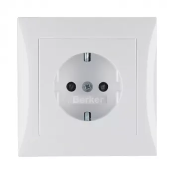 Berker S.1 presa SCHUKO con copertura, bianco polare (Type F, 16 A, 250 V, da incasso)