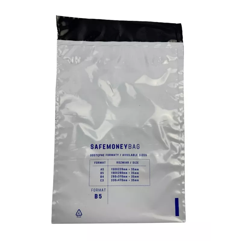 BESTPAK SAFEMONEYBAG Bustine di sicurezza per versamenti trasparenti B5 190x260+35 mm 100 pezzi