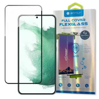 Bestsuit 3D Edge Nano Flexi Glass Pellicola protettiva in vetro temperato full screen con cornice per Samsung Galaxy S22+ (S22 Plus) trasparente