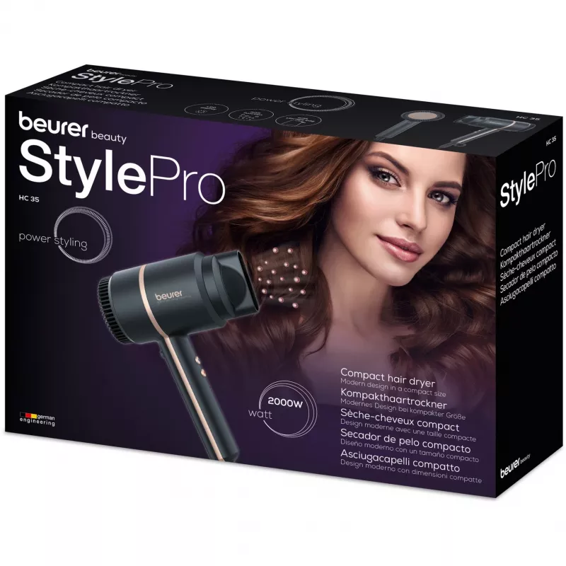Beurer HC 35 asciugacapelli compatto - 1600 W ioni con manico pieghevole (59392)