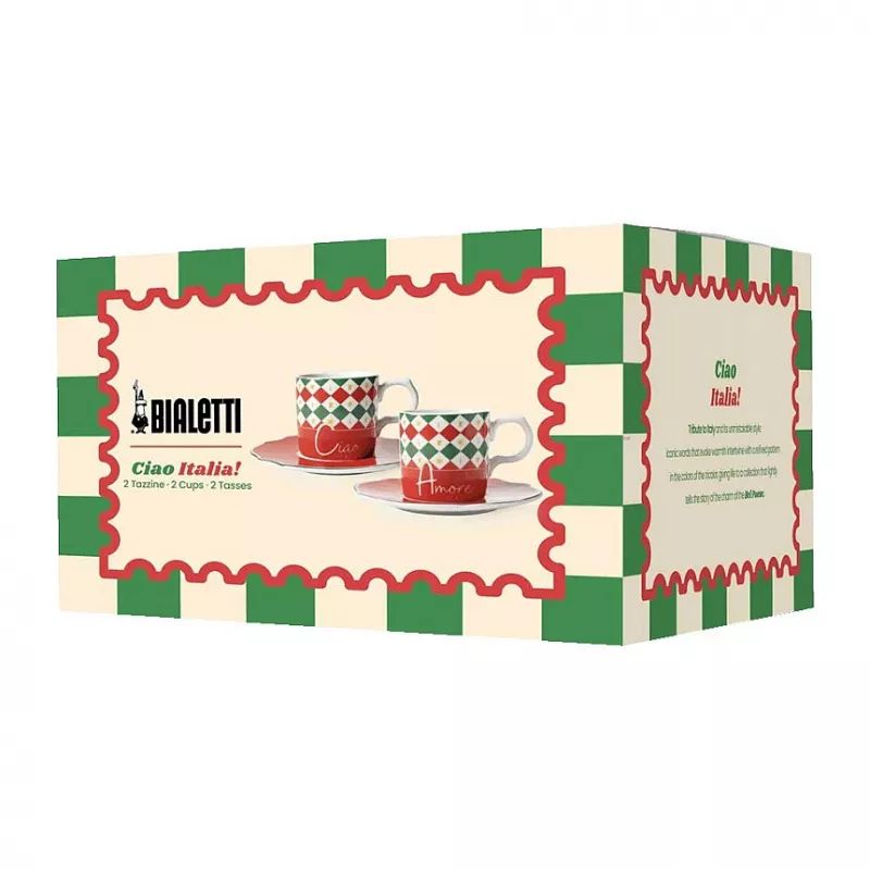 Bialetti Tricolore Set tazzine espresso con piattini (2 tazzine, 2 piattini)